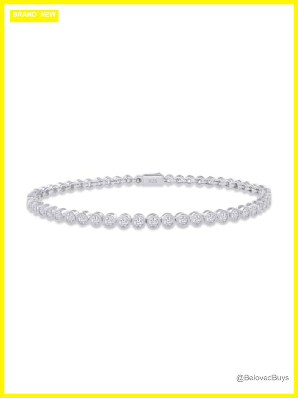 Round Moissanite Bezel Set Tennis Bracelet 14K White Gold Over Sterling Silver